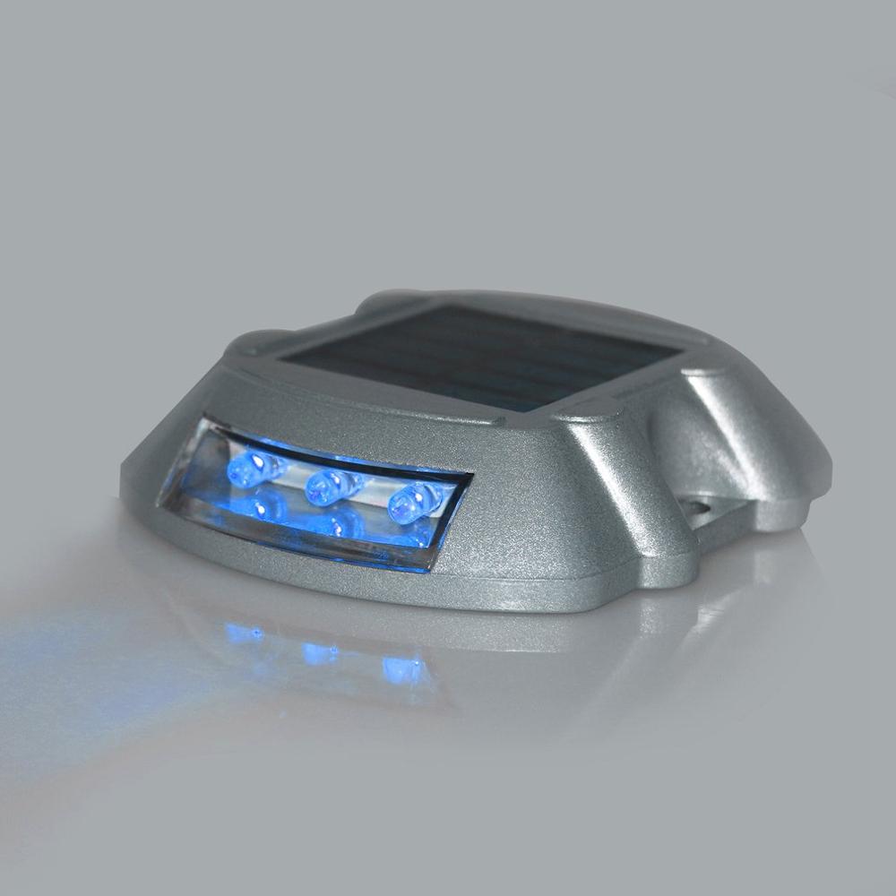 Waterdicht Zonne-energie Weg Stud Spuitgieten Aluminium Verkeer Signaal Licht Led Light Solar Drive Lamp Outdoor Solar Lamp: Blauw