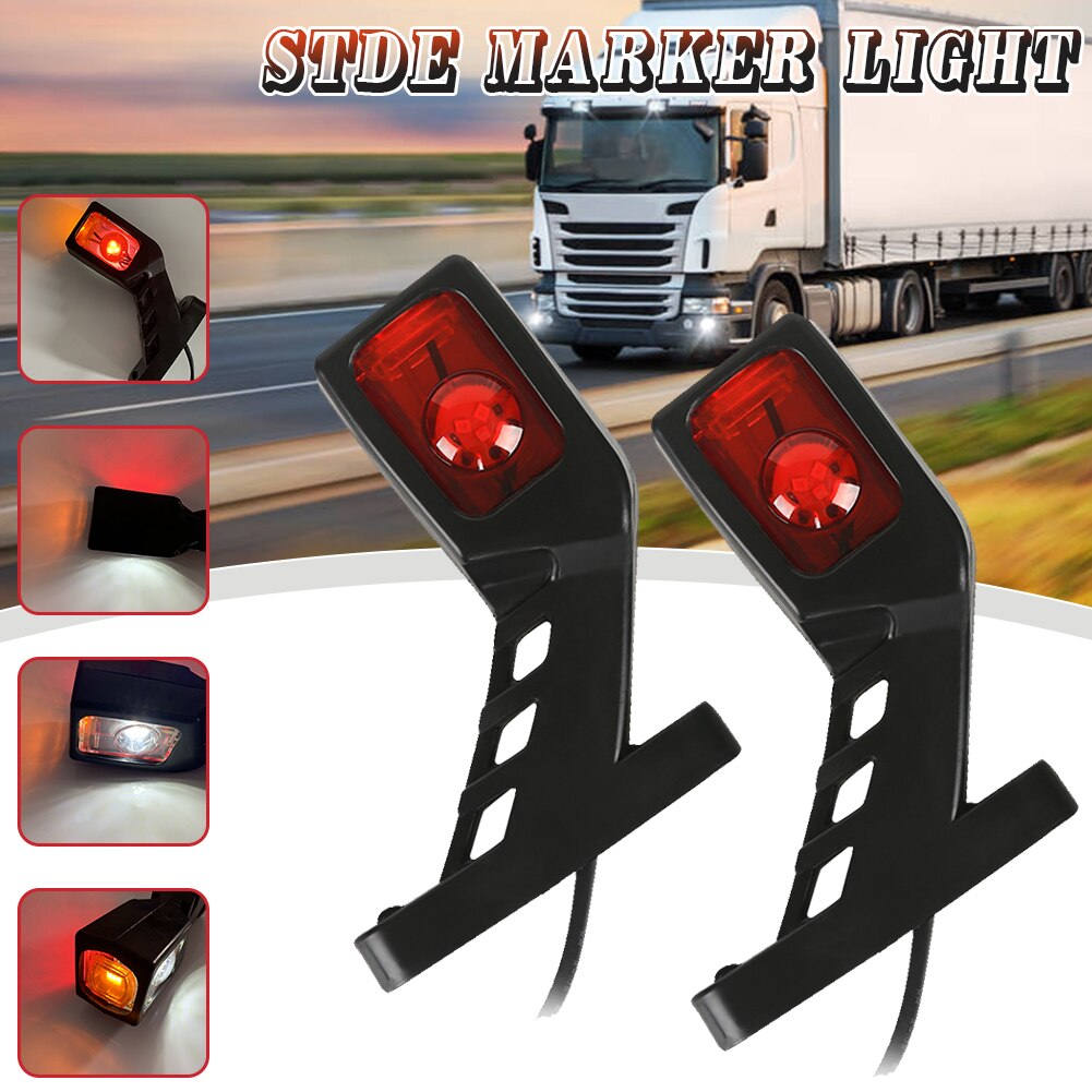2PCS Trailer 9 LED Side Marker Lighting Outline Marker Lamp Van Truck LED Lights Neon Stalk Side Marker Light for Trailer 12-24V