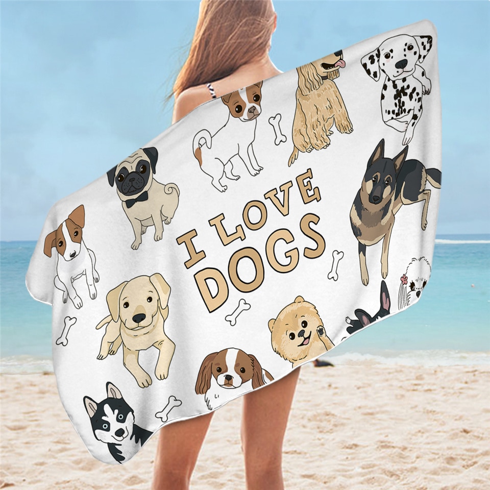 BeddingOutlet-Toalla de baño Hippie Pug para adulto, toalla de playa de microfibra con dibujos de animales, manta de Bulldog, 75x150cm: 3