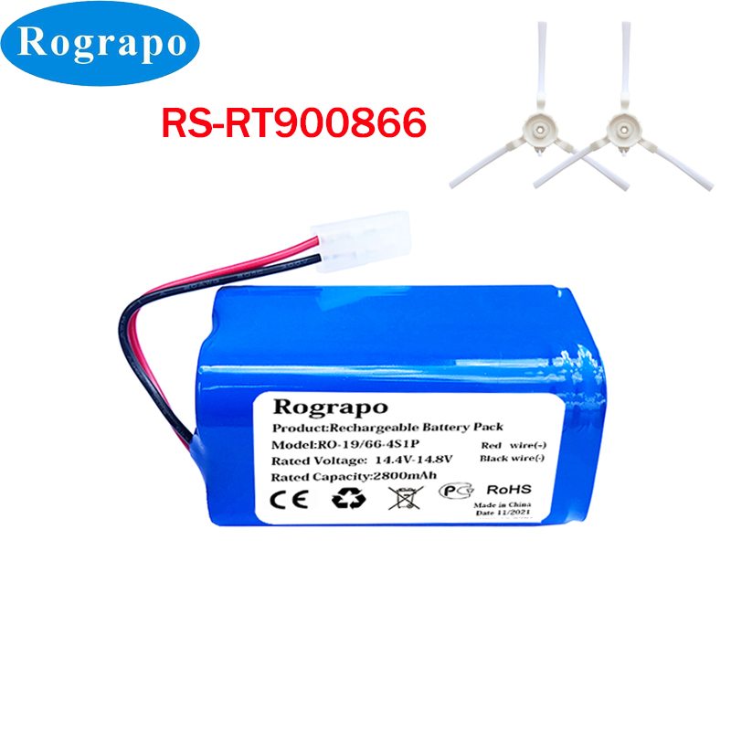 3400Mah RS-RT900866 Li-Ion Batterij En Zijborstel Voor Rowenta Tefal Explorer Serie 20 40 Robot Stofzuiger