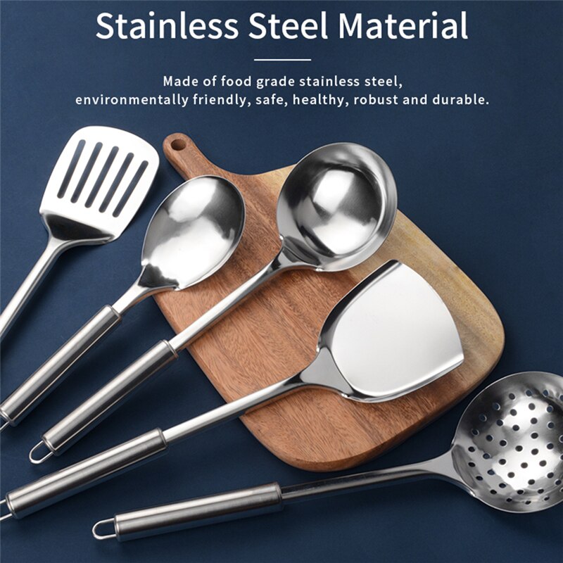 Stainless Steel Kitchen Cooking Utensil Set Cookware Colander Spoon Spatula Shovel Nonstick Cookware