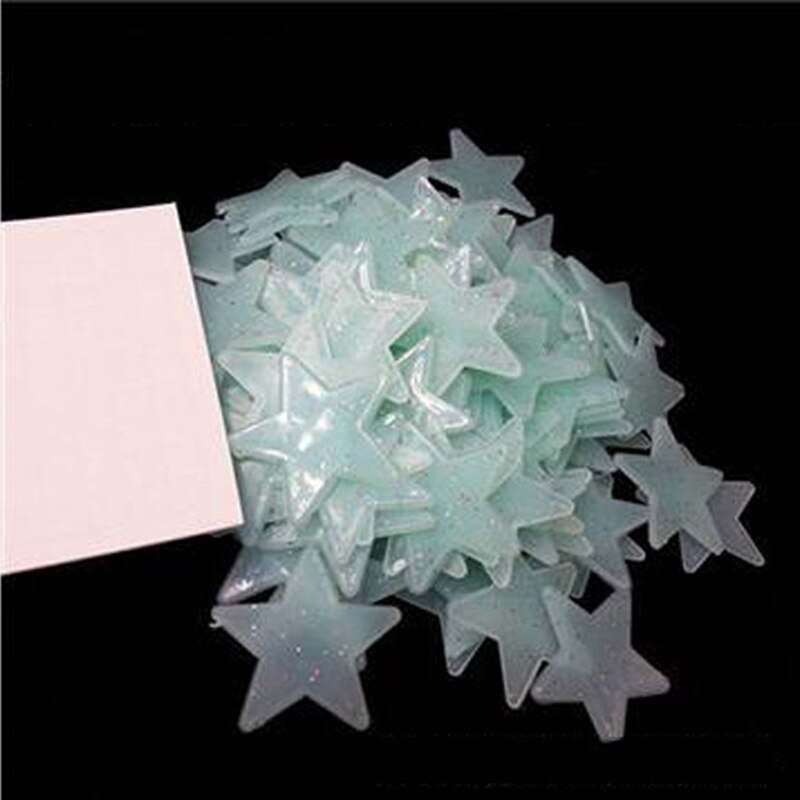Pegatinas de pared para Estrellas luminosas, lote de 100 unidades de 3cm, pegatina de estrella fluorescente que brilla en la oscuridad, pegatinas para habitación de bebé, decoración de pared 3D para el hogar: Azul