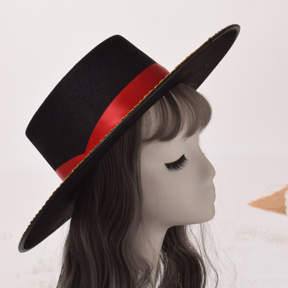 Spanish Hat Black and Red Matador Hat Spanish Bull Fight Hat Black Sombrero Hat