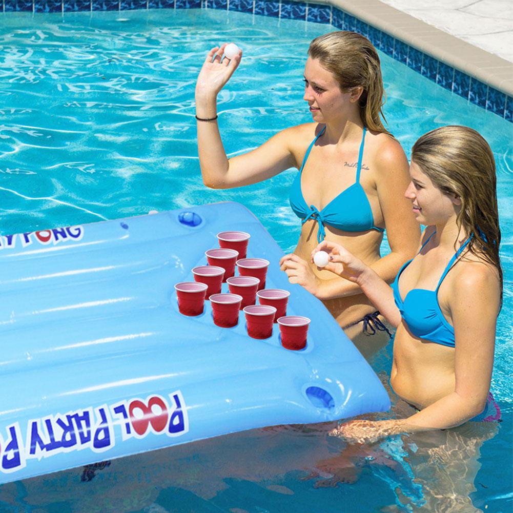 145*60 Cm Bier Pong Zwembad Float Opblaasbare Drijvende Bier Pong Tafel Party Zwembad Lounge Vlot Voor Mannen Vrouwen