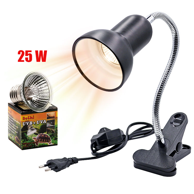 impostato portalampada per rettili UVA + UVB 3.0 con termometro a clip, igrometro, lucertola, tartaruga, tartarugatura, lampadina riscaldante 220V: Di Colore Giallo chiaro