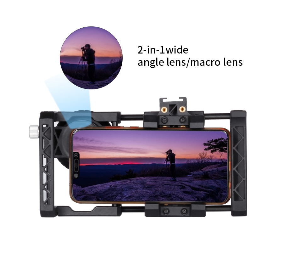 MAMEN Photography Kit Mobile Phone Stabilizer Gimbal Holder With 0.45x 2-in-1 Wideangle Macro Len For Smartphone Video Photo