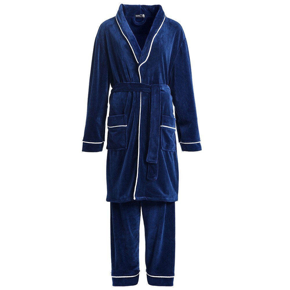 Bata de franela gruesa para hombre, Kimono de invierno, albornoz de lana de Coral suave, ropa de dormir para el hogar, camisón de gran tamaño, novedad