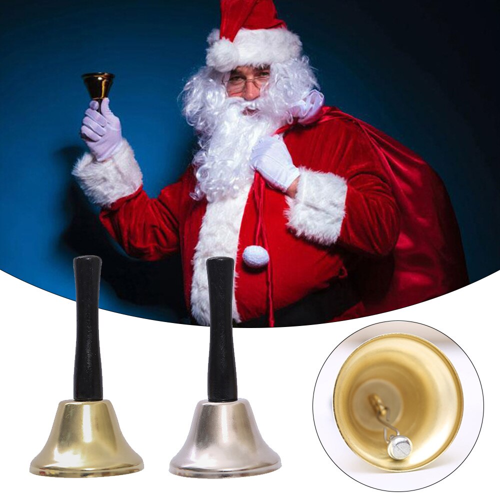Kerstman Rammelaar Kerst Hand Bell Nobele Receptie Diner Party Decor Kerst Hand Bel Met Houten Handvat Xmas Decor