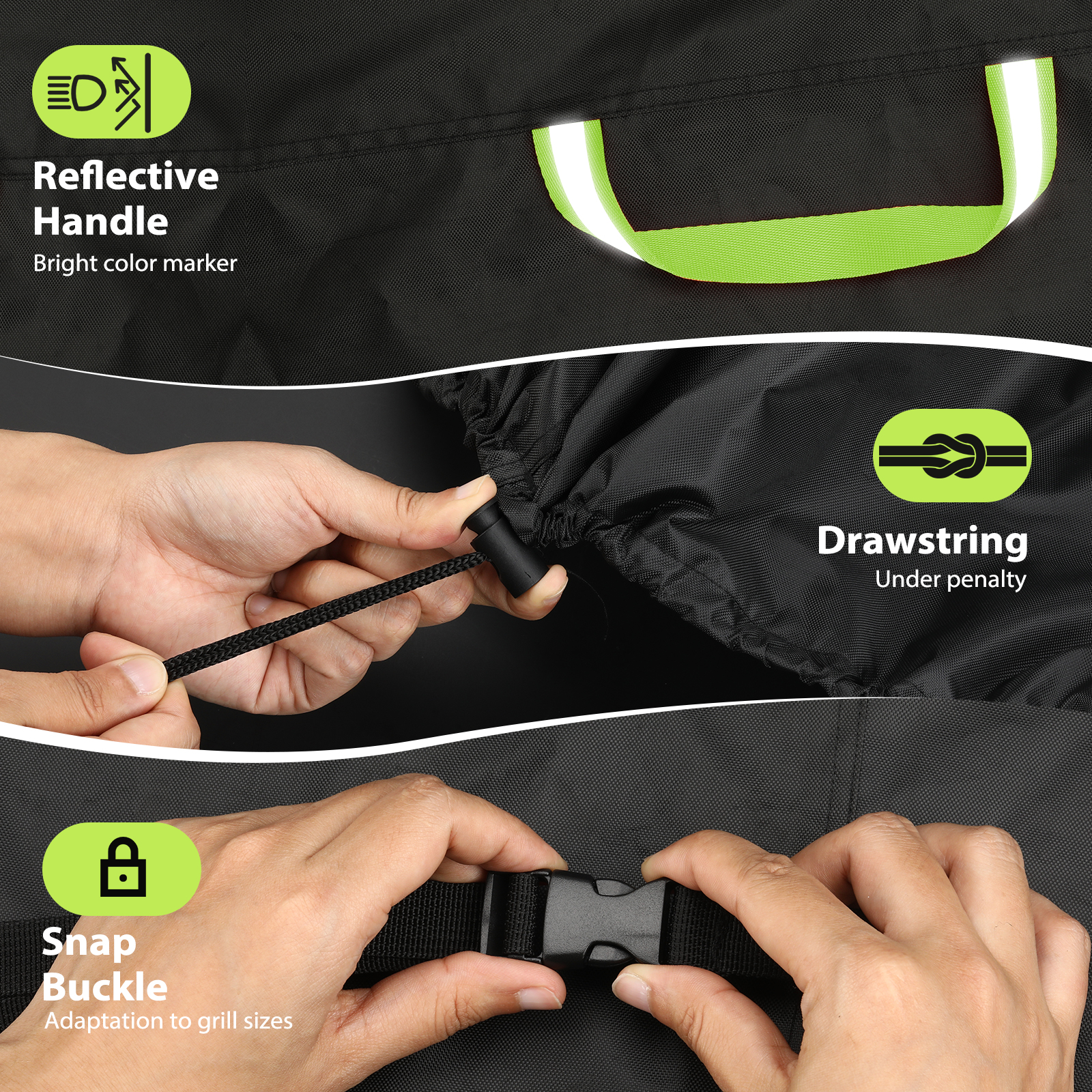 Husă pentru grătar, material oxford impermeabil cu benzi reflectorizante, anti-uv, rezistentă la vânt și la rupere, pentru weber, brinkmann, char broil