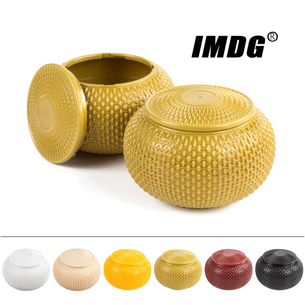 Boîte ronde en plastique tissé, une paire de grande boîte d&#39;échecs, noir et blanc, Pot de rangement Imitation paille échelle de Dragon Gobang