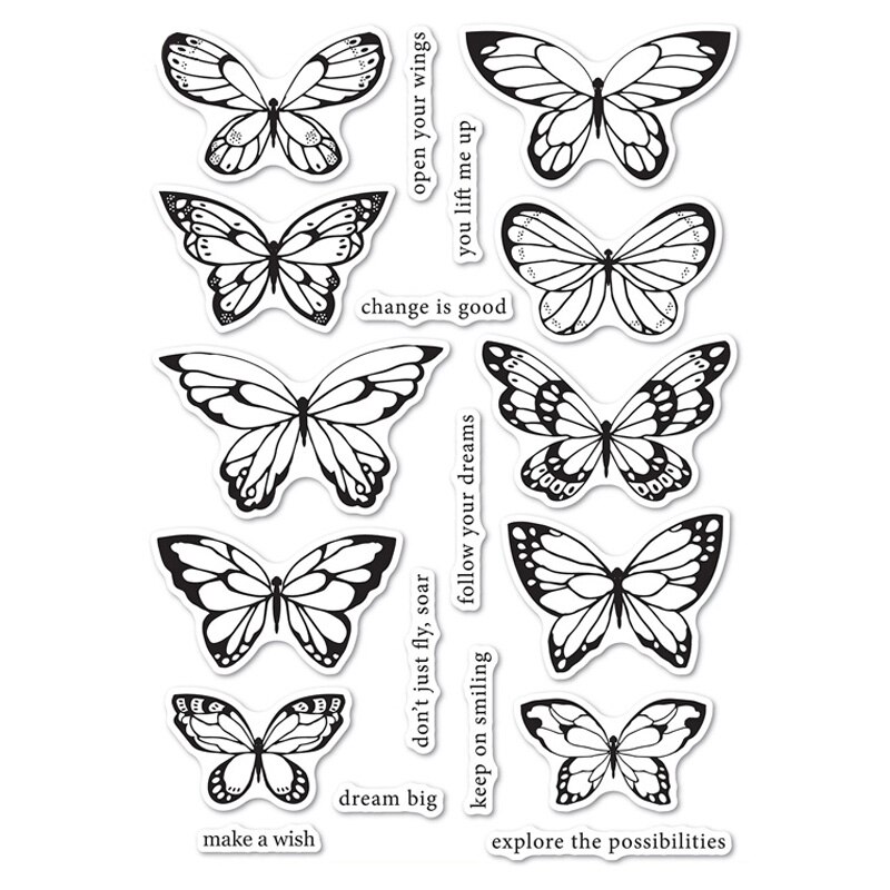 Lovely Butterflies Clear Stamp and Die set Various Butterfly Stamps Metal Cutting Dies for DIY Scrapbooking Paper Cards Crafts: only stamps