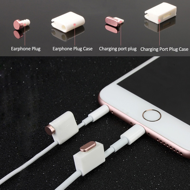 Conector 4 en 1 Anti-polvo 3,5, clavija AUX Para auriculares, cubierta Para teléfono, conector 3,5 Para iPhone SE2 5 5s se 6 7 8 Plus, Accesorios Para móvil