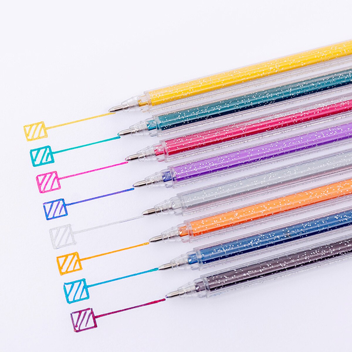 Bolígrafos de Gel con purpurina de Color, bolígrafo Neutral de 0,38mm para escribir, dibujar, pintar, revistas, bolígrafo, marcador artístico, suministros estacionarios para estudiantes