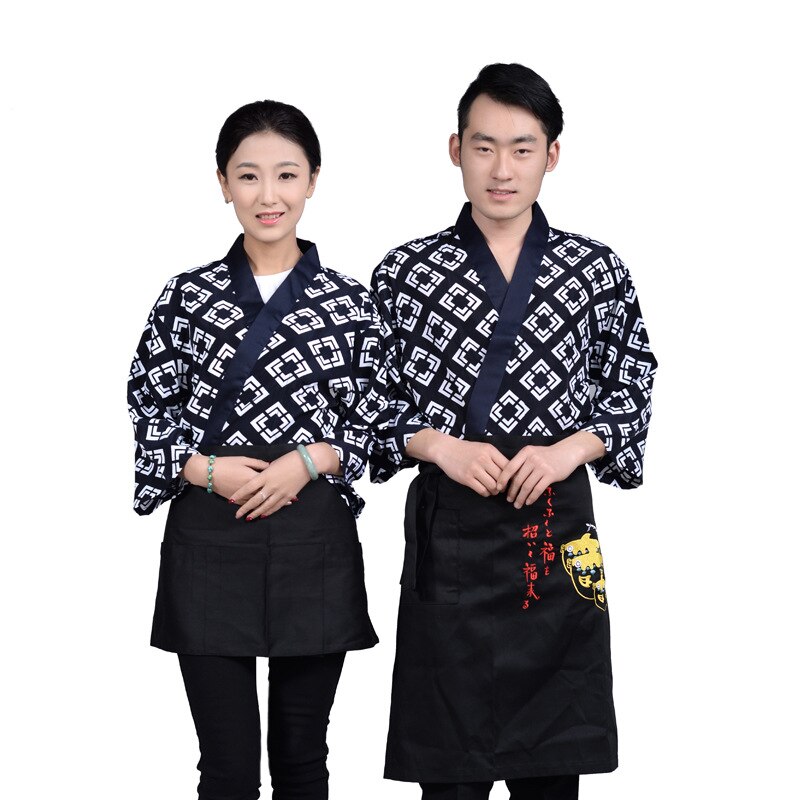 Japonais coréen Restaurant Sushi vêtements serveur uniformes hommes et femmes Cuisine Kimono Chef hauts manteau Service alimentaire salopette