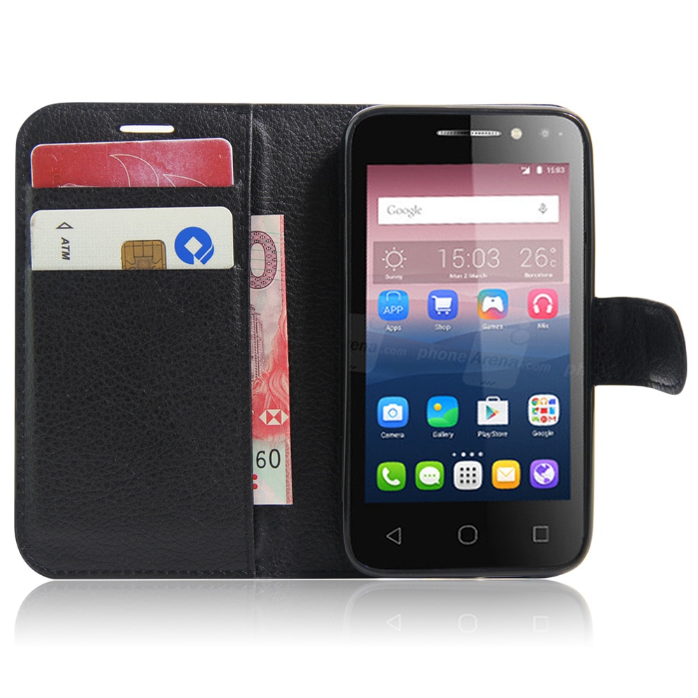 Leren hoesje voor alcatel one touch pixi 4 4.0 4034d portemonnee flip case ot -4034d voor alcatel 4034d telefoonhoesje tpu met kaarthouder