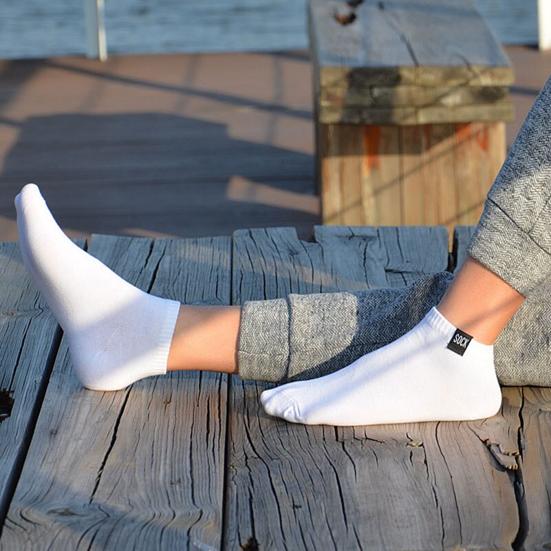 LKWDer 5 Pairs Mens Socks Men Sock Extra Large Big Plus Size 45,47,48 Ankle Socks Men Casual Sox Calcetines Hombre Meias: B white / EUR 38-43