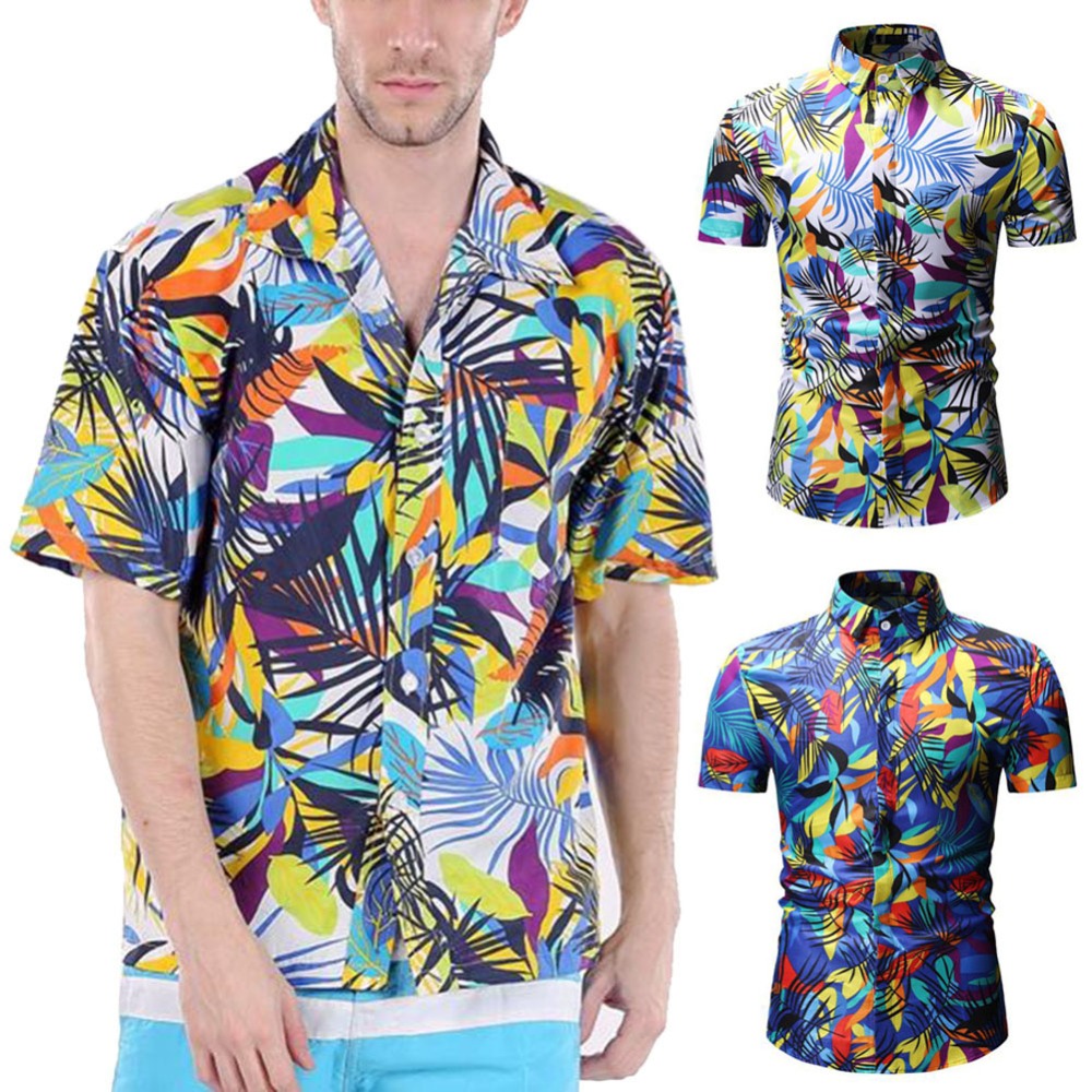 Regelmatige Fit Heren Katoen Korte Mouw Hawaiian Shirt Zomer Casual Bloemen Shirts Mannen Plus Size M-3XL Tops