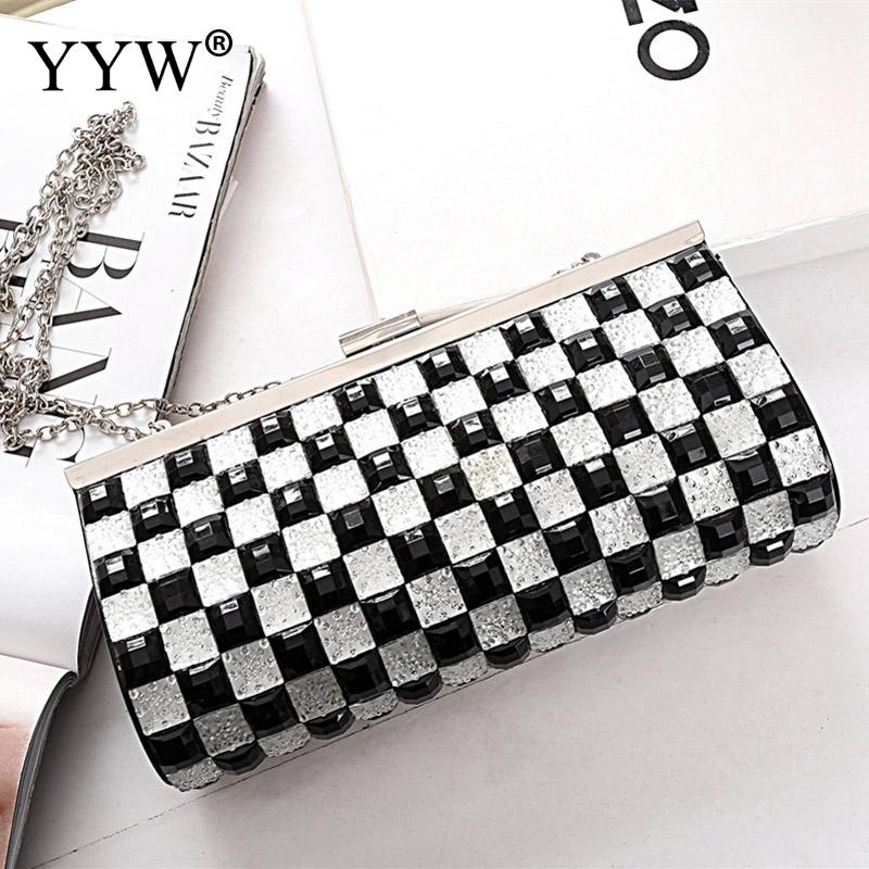 Lucky portátil moda embraiagens com strass xadrez bloqueio fecho sacos festa de noite sacos de casamento bolsas mini bolsa: 5