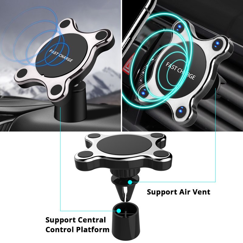 Qi Wireless Charger with Magnet Car Phone Holder For iPhone X XS MAX Car dashboard Air Vent Wirless Charger For Samsung S9 plus