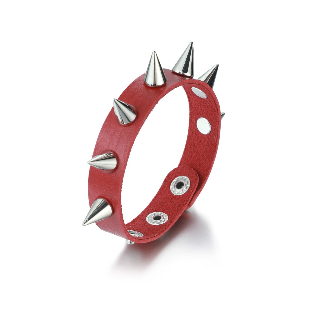 Imitación cuero Punk pulsera para hombres y mujeres con pinchos brazalete Goth joyería Cosplay Emo Ropa Accesorios: red