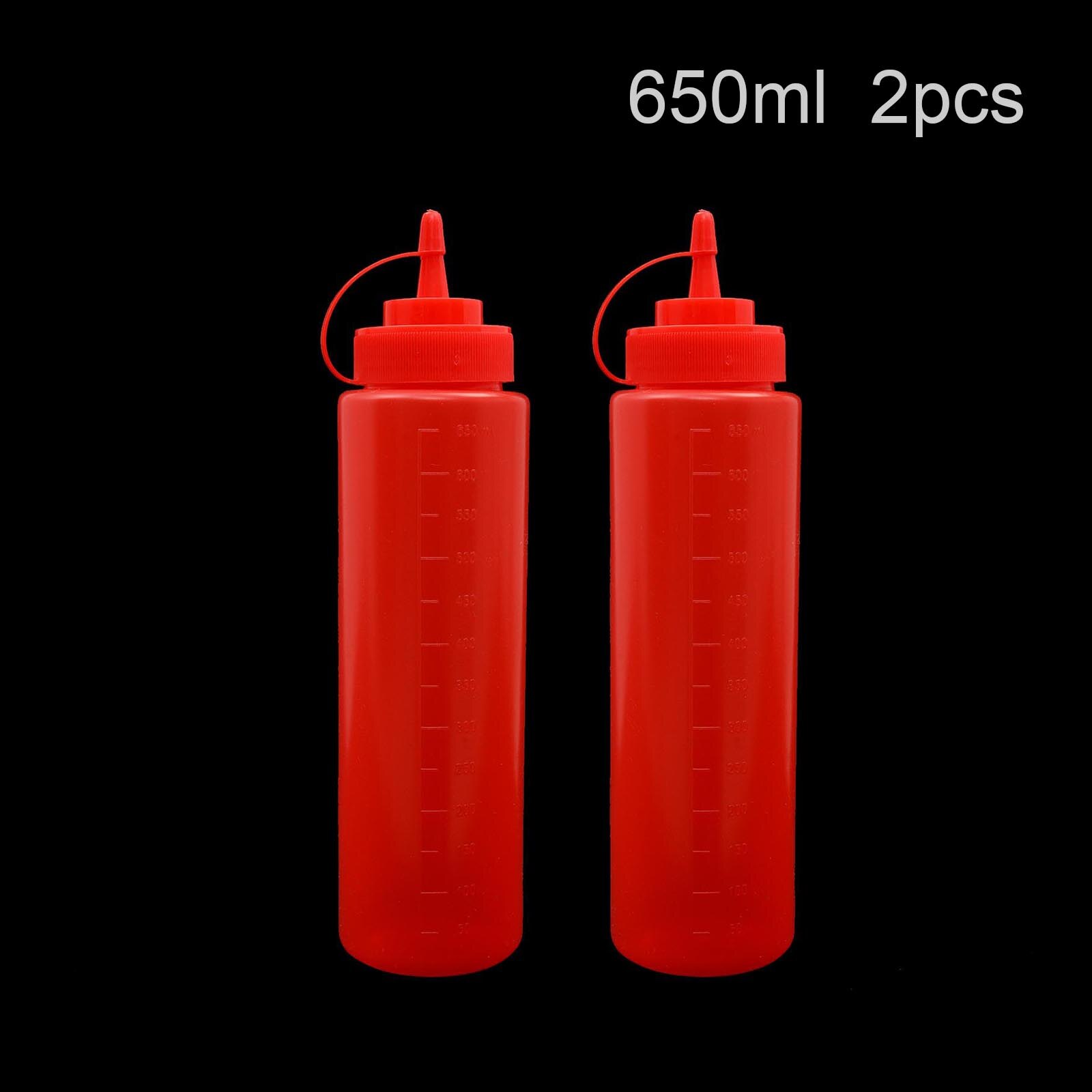 CellDeal 2Pcs Squeeze Flasche Salat Dressing Flasche Würze Spender Sauce Essig Öl Ketchup Menage Bin Tomaten Sauce Flasche: Red 650ml 2pcs