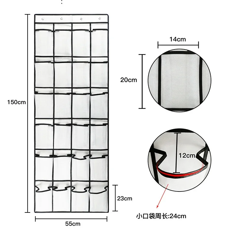 Zapatero sobre la puerta con 24 bolsillos de malla grandes, organizador de zapatos colgante para armario, soporte para Zapatero