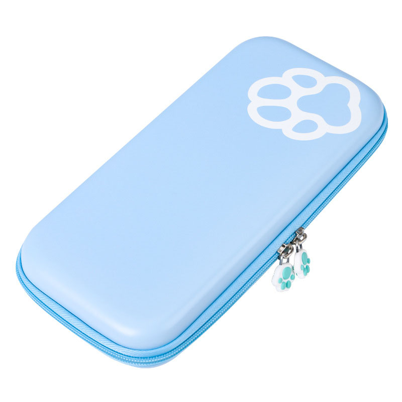 Bolsa de almacenamiento con pata de gato para Nintendo Switch, estuche de transporte protector OLED , carcasa dura, accesorios rosas para Animal Crossing: Light Blue