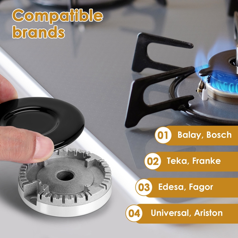 1Set Cooker Hoed Set Fornuis Deksel Opgewaardeerd Oven Gaskookplaat Brander Kroon Vlamdop Past Op De Meeste Gasfornuis Branders