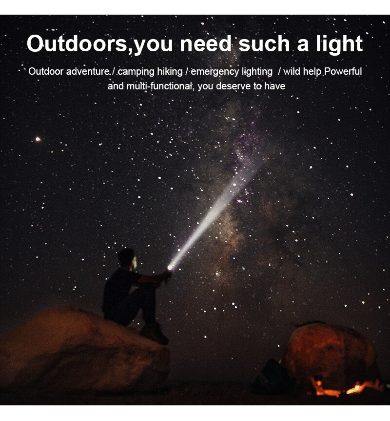 Outdoor Indoor LED Torch Flashlight Camping USB Rechargeable