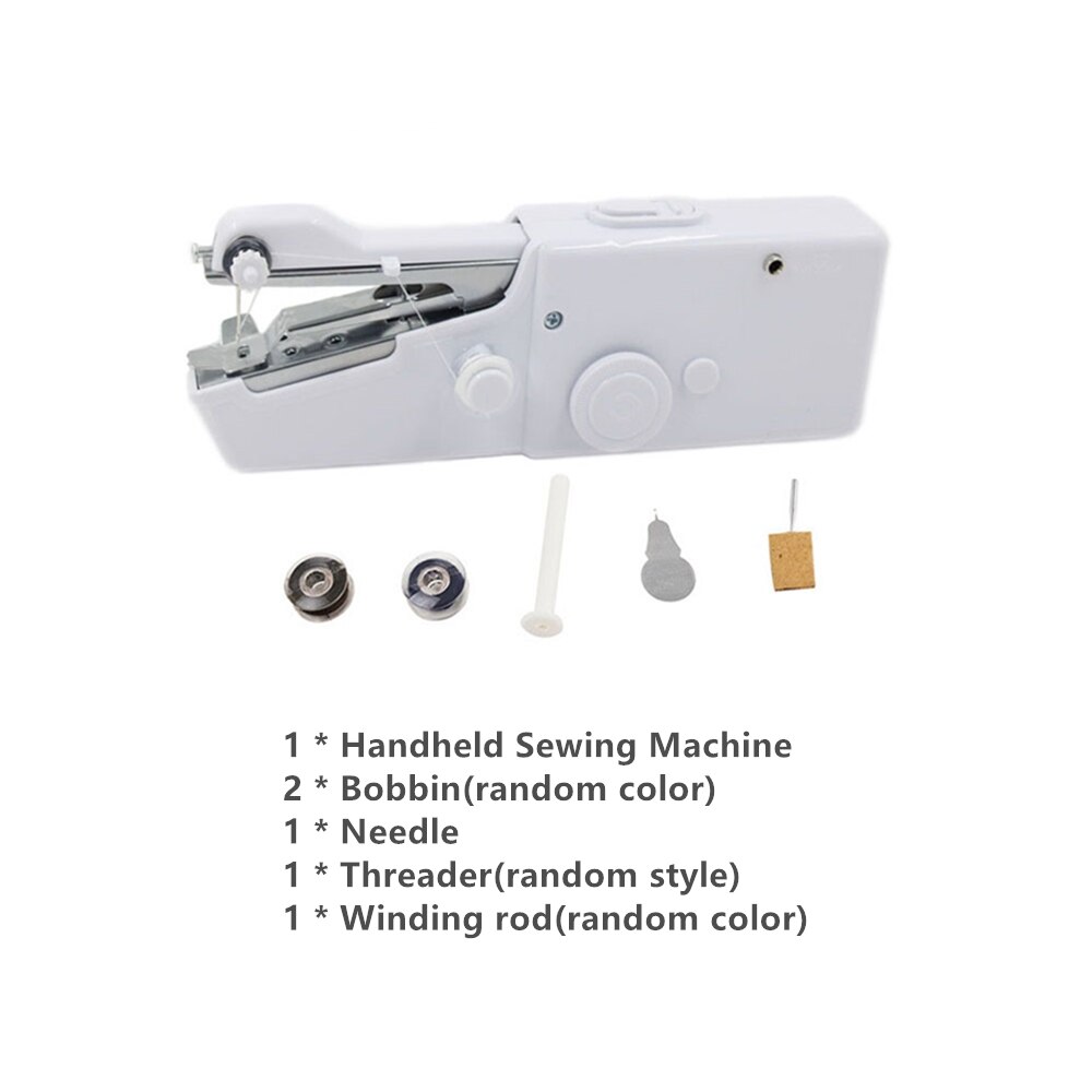 Mini Portable Hand Sewing Machine Quick Handy Stitch Sew Needlework Cordless Clothes Fabrics Household Electric Sewing Machine: 1 set