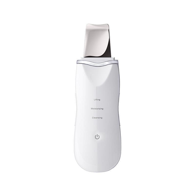 Limpiador ultrasónico eléctrico de la piel belleza lavadora máquina para limpiar el rostro pala máquina de la piel Limpieza de poros puntos negros: White