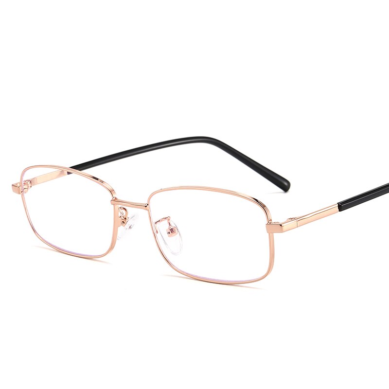 Kiyo merk dames heren anti-blauw licht optisch montuur metalen brilmonturen vierkante bril brillen 9647: Roségoud