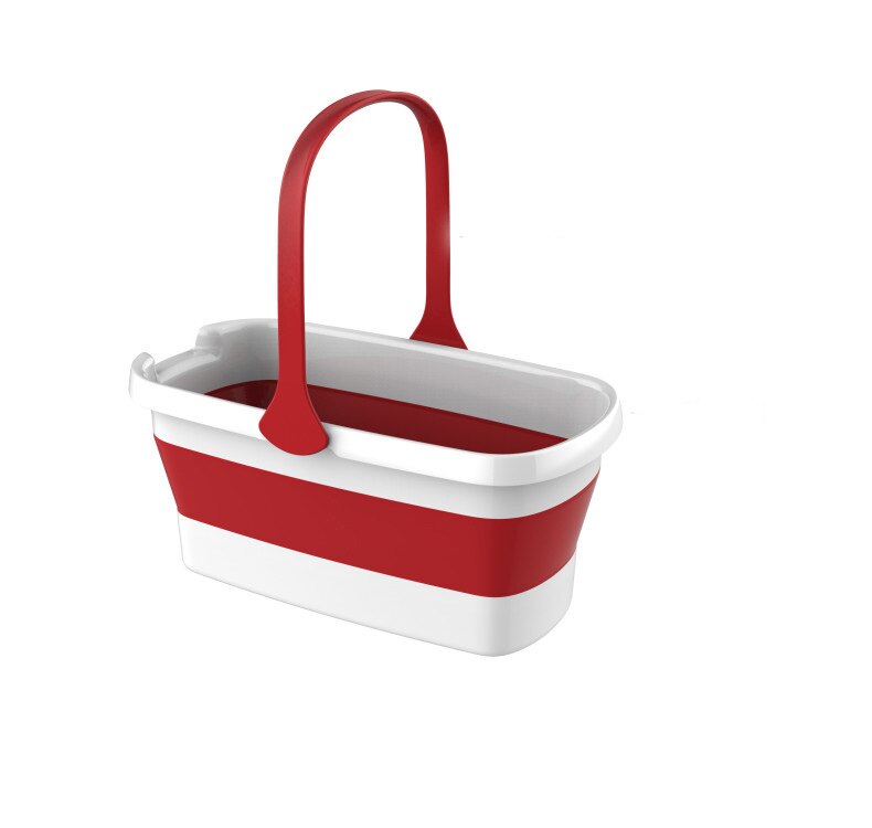 Foldable Mop Bucket Red Household Easy Hanging Handle Hanging Outdoor Fishing Laundry Bucket Portable Plastic Car Buckets: L red