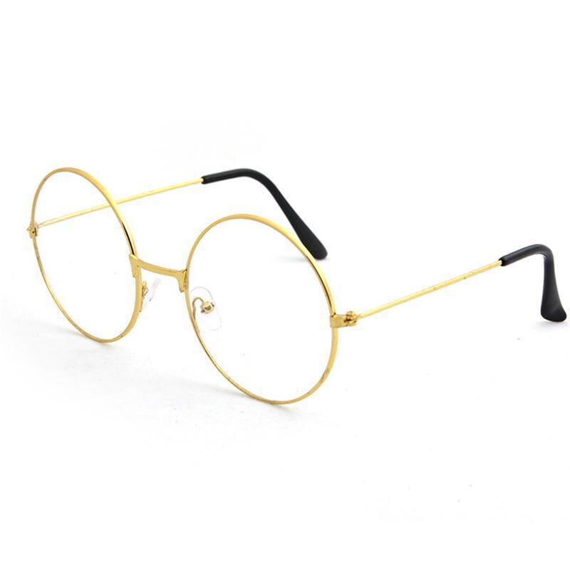 Jahrgang retro Runde Flache Gläser Gold Brillen Rahmen Mann Klar Glas Klar Brillen Brillen Rahmen: Gold