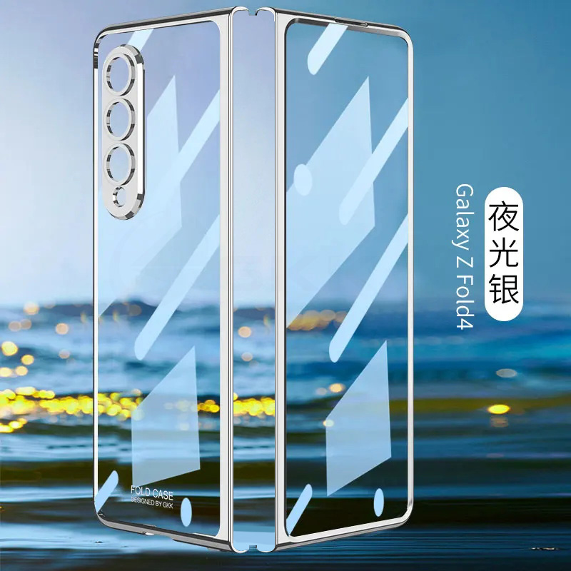 GKK Luxe Plating Screen Glass Cover Voor Samsung Galaxy Z Fold 4 Case Camera Bescherming Hard Plastic Voor Galaxy Z Fold4 5 Case: Voor Galaxy Z Fold4(7.6 ") / Black