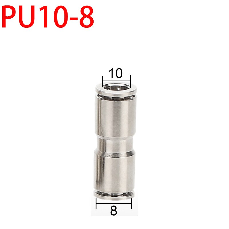 PU PG brass metal pneumatic quick coupling straight through 4 6 8 10 12mm air compressor hose high pressure connector: PG10-8