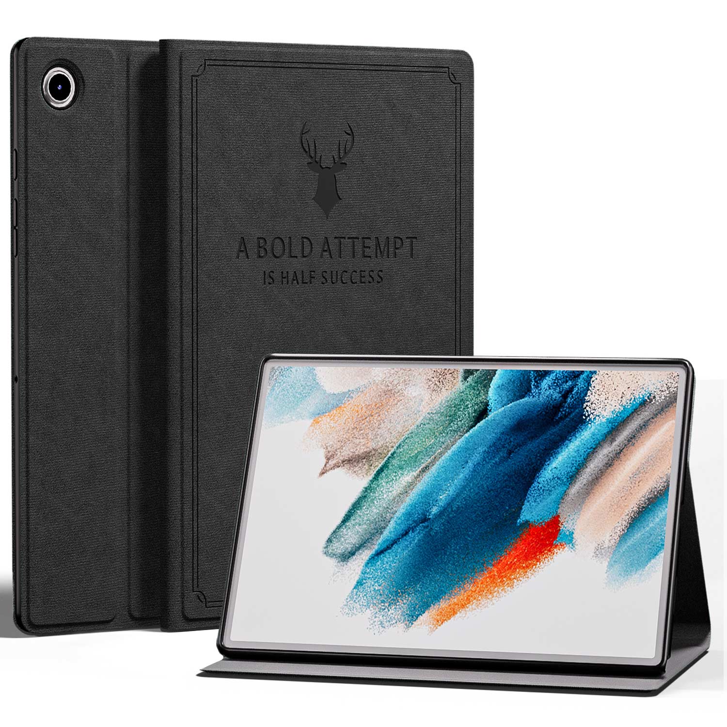 Case For Samsung Galaxy Tab A8 Tablet Cover for Samsung Tab A8 10.5 SM-X200/SM-X205 Flip Folio Stand Protection Case: Black