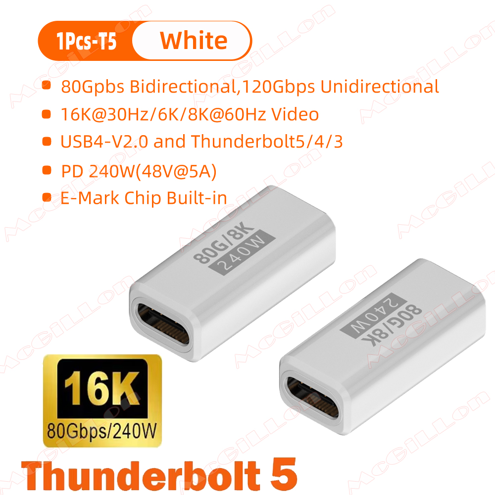 Thunderbolt 5 PD240W USB4 V2.0 Type-C naar Type C snellaadadapterconverter 80 Gbps dataconnector 8K bij 60 Hz USB C OTG-adapter: Roze