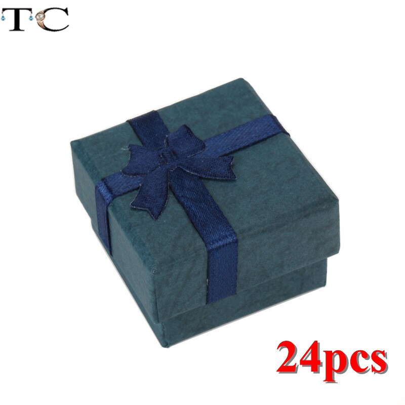 Ring Box Jewelry Organizer Paper Box Ring Packaging Box Jewellry Store Container Earring Box 24pcs/Lot: Dark Blue