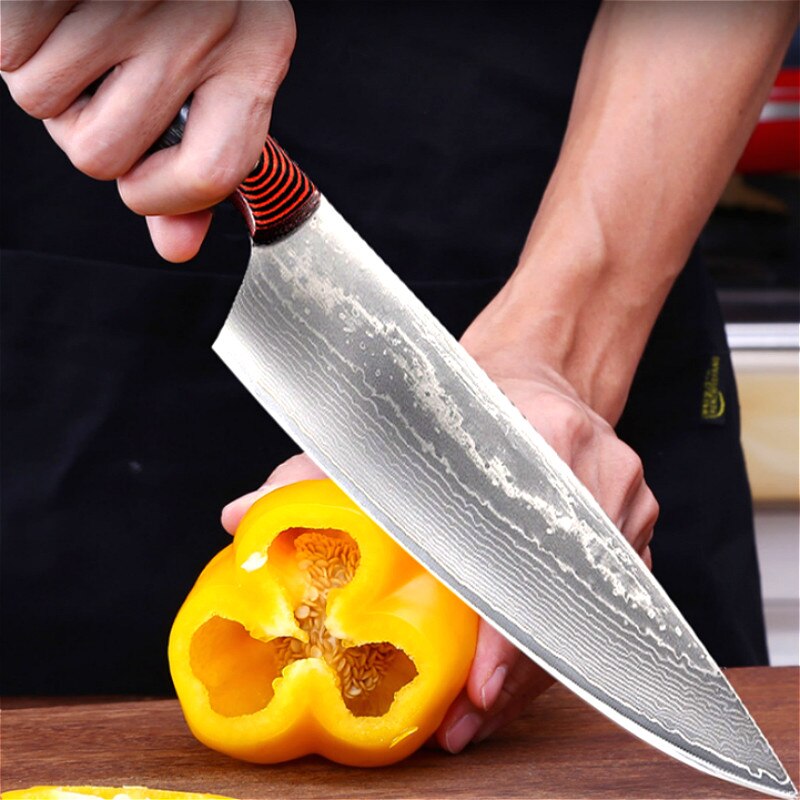 Damask steel chef slicer, household kitchen knife, Japanese, European and American chefs designated special slicer