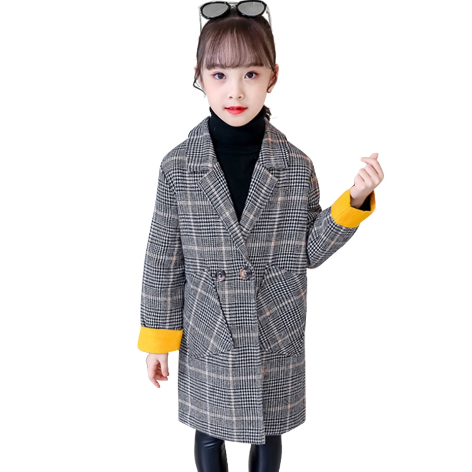 Chaqueta para niñas con estampado a cuadros, abrigos para niñas, ropa de retales, chaqueta de estilo informal, ropa para niñas de 6, 8, 10, 12 y 14 años