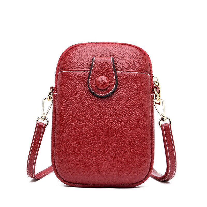 Mini Shoulder Bag Women PU Leather Crossbody Bag Mobile Phone Purse Wild Small Square Bag Travel Multifunction Handbag sac main: red