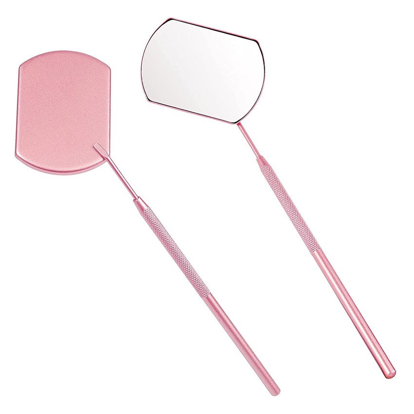 Espejo de pestañas multifunción, espejo de belleza de aumento rectangular de mango largo para comprobar la extensión de pestañas postizas, herramientas de injerto: Pink 1pc