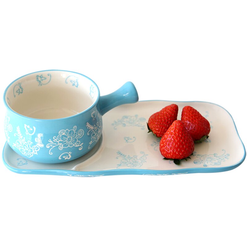 Keramische Kom En Plaat Gerechten Ontbijt Thuis Een Persoon Servies Havermout Kom Ontbijt Brood Plaat Havermout Kom