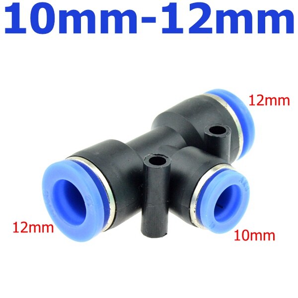 3 weg T förmigen T Pneumatische 10mm 8mm 12mm 6mm 4mm 16mm OD Schlauch rohr drücken in Luft Gas passend zu schnell Beschläge Stecker Adapter: 10mm-12mm