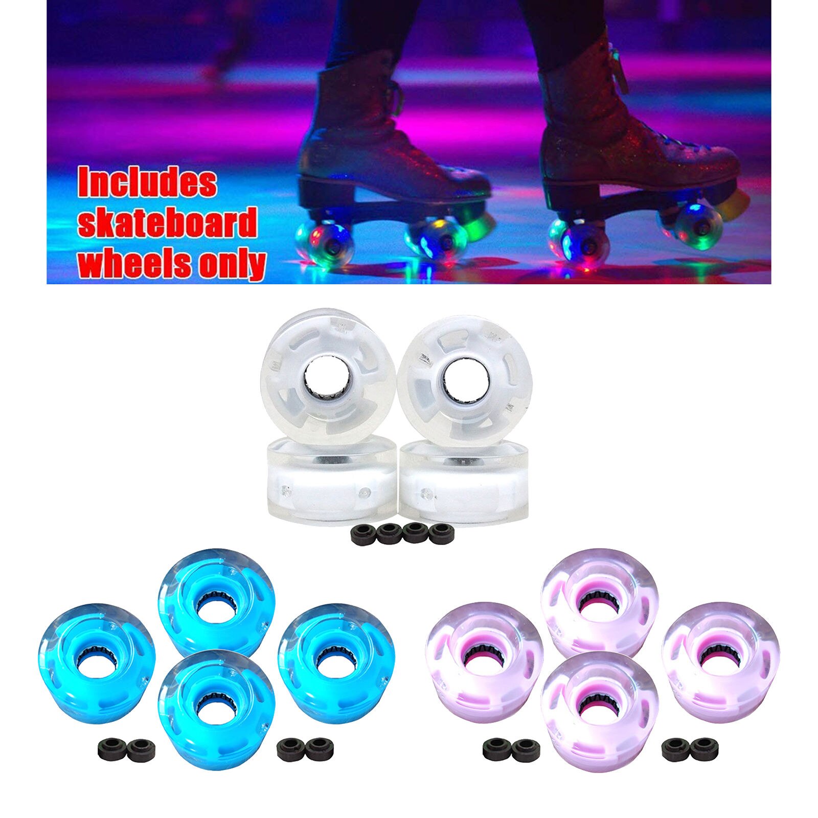 4 Stuks 32X58Mm Roller Skate Wielen Indoor En Outdoor Led Flash Vervanging Met Lagers Light Up Voor dubbele Rij Schaatsen