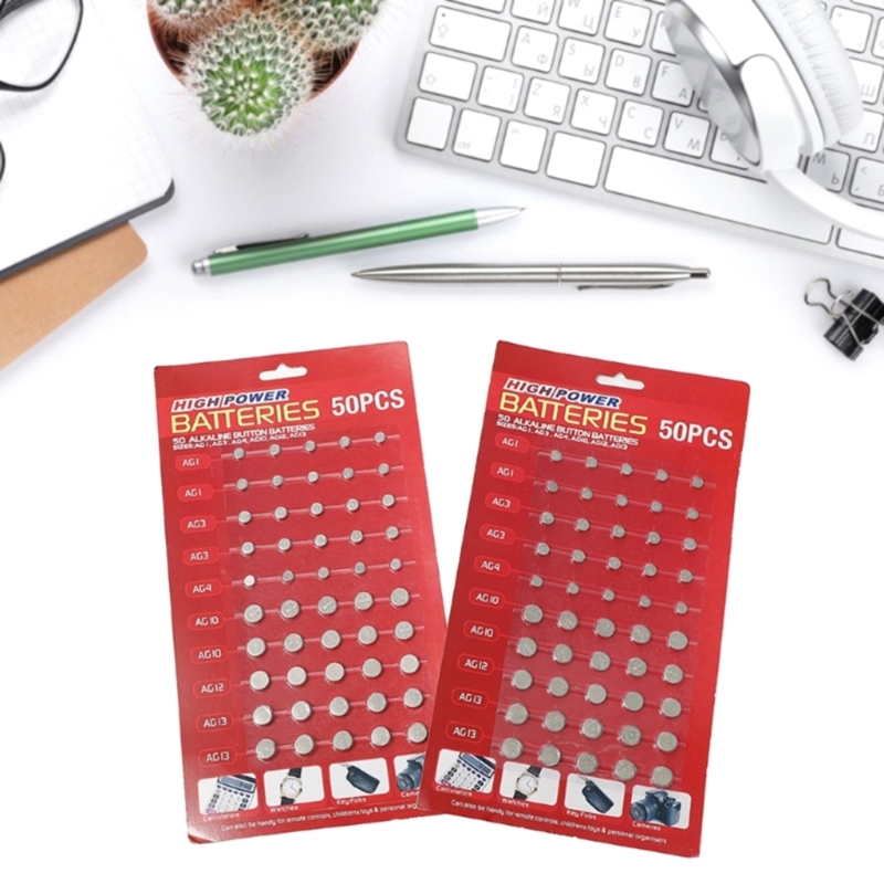 Set of 100pcs Watch Batteries AG1/3/4/10/12/13 Button Battery Cell Batteries