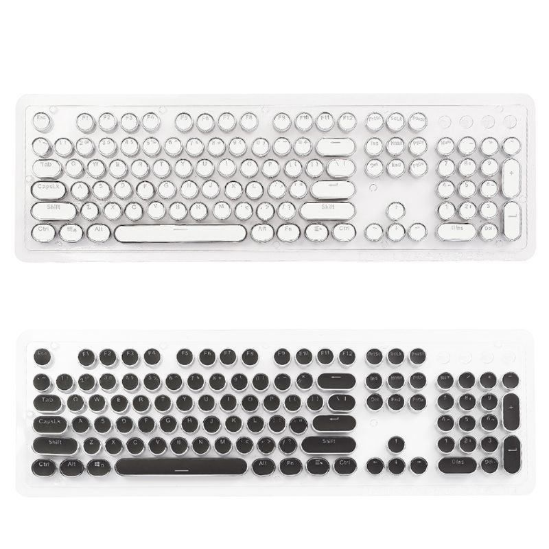 104 Keys Retro Round Keycaps Double Shot DIY Typewriter Keycap for Backlit Mechanical Keyboard Circular Key Cap