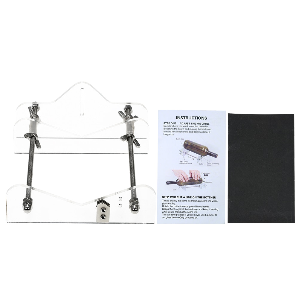Glass Bottle Cutter Acrylic DIY Bottle Cutting Tool with Sandpaper for Wine Beer Bottles Mason Jars