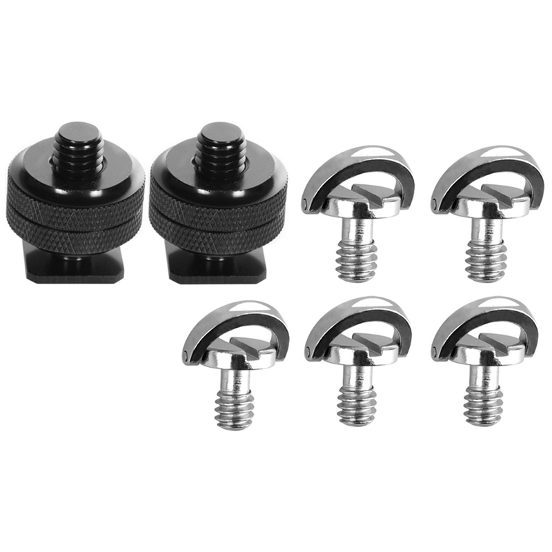 7 Pcs Voor Dslr Camera 1/4 Inch Adapter:5 Pcs Quick Release Plaat Montage Schroef D-Ring D As Qr Schroef Adapter & 2 Pcs 20 S